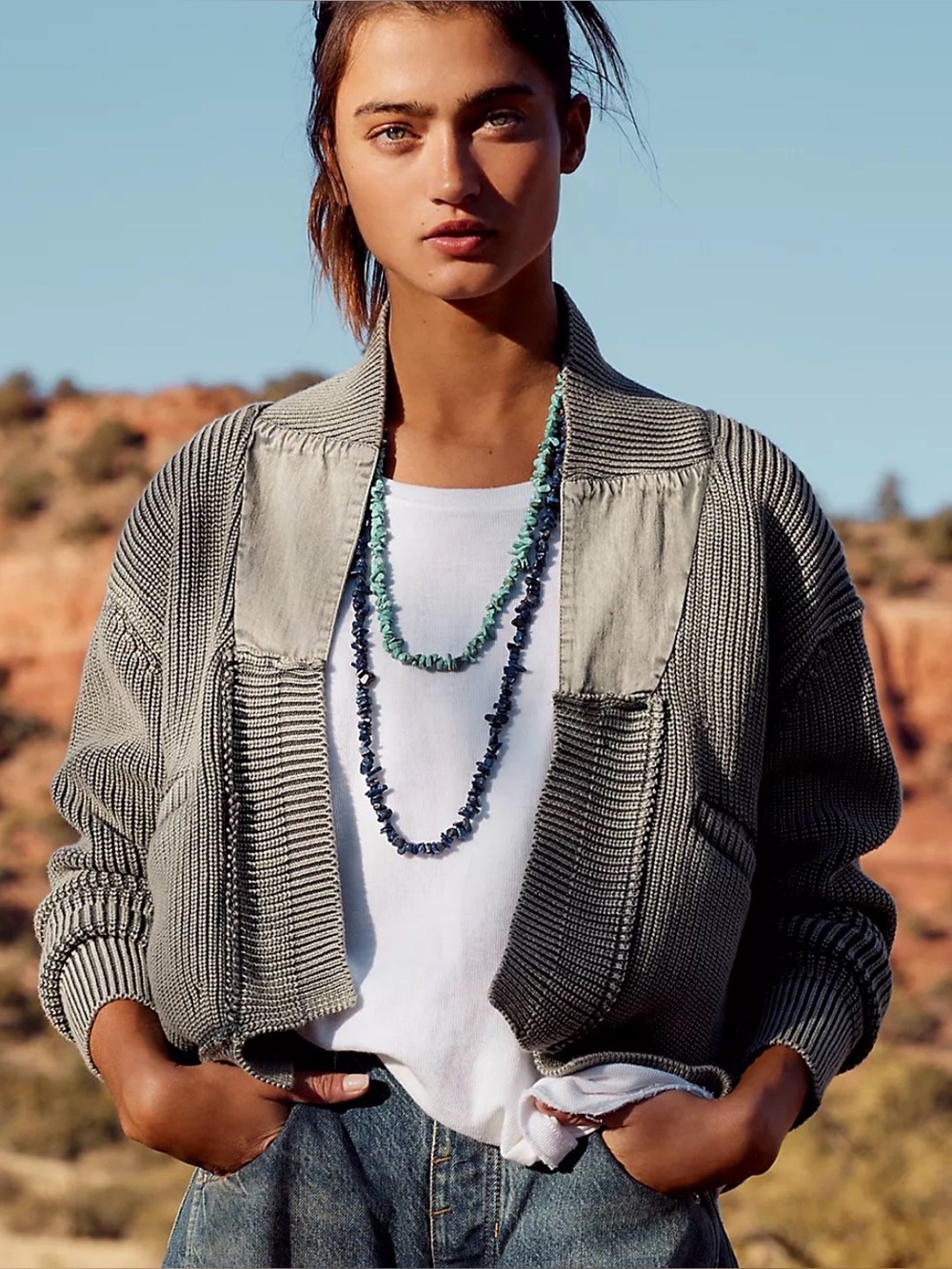 Free People We The Free Worn Thru Surplus Cardi